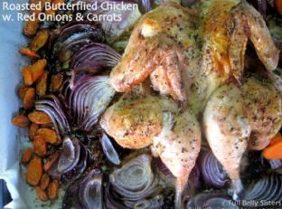 Roasted Butterflied Chicken w. Onions & Carrots